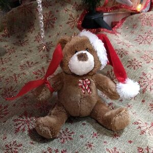 🌍5/$10🌏 Christmas Teddy Bear with Santa Hat Dead Battery